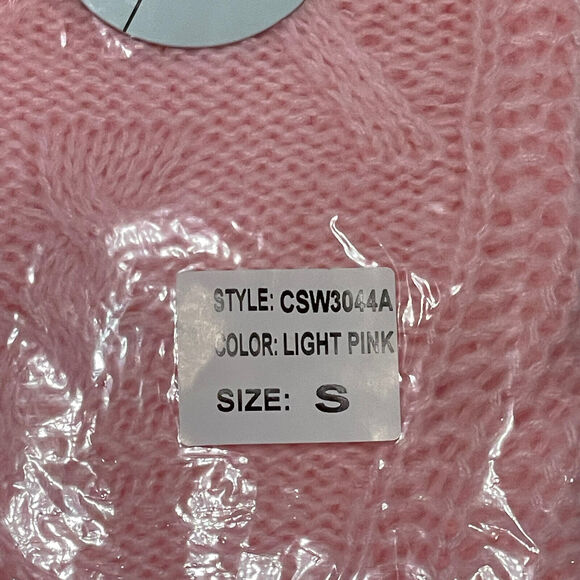 Cloud Ten Pink Oversized Distressed Long Bell Sleeves Knit Sweater NWT Size S - Picture 5 of 9